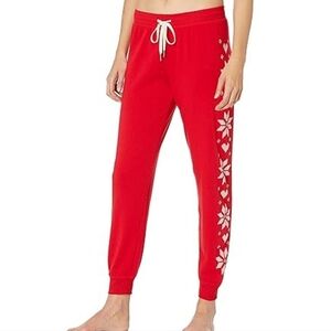 PJ Salvage Frosted Fairaisle Snowflakes Jogger Pants New